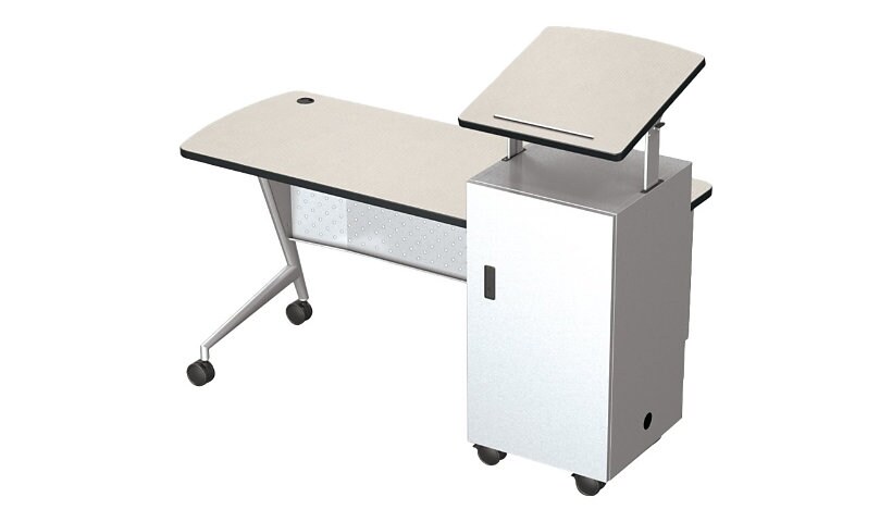 Balt Trend Height Adjustable Podium Desk with Casters - Gray Elm/Navy