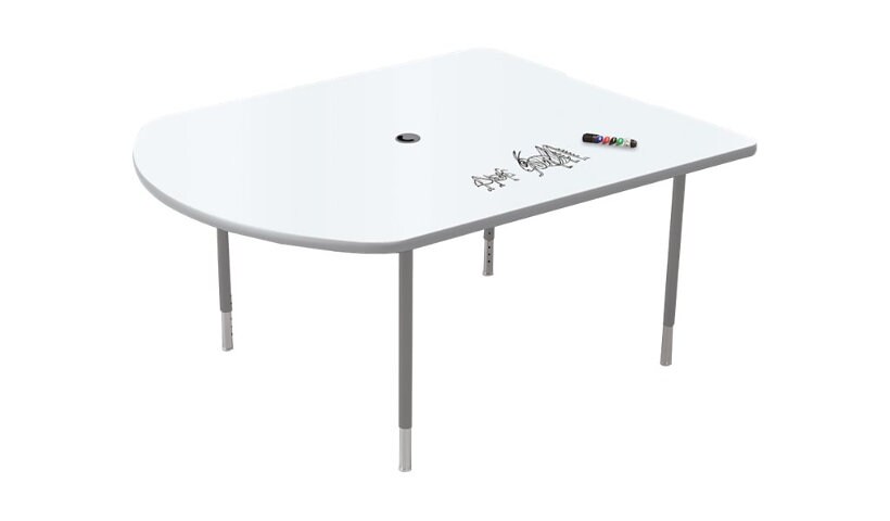 Balt MediaSpace Height Adjustable Table with Whiteboard Top - Platinum