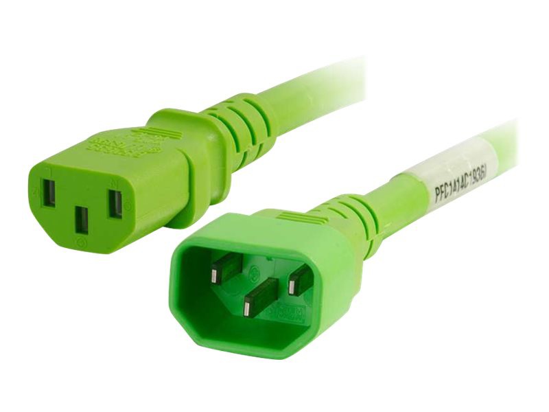 C2G 4ft Universal Power Cord - 14 AWG - IEC320C14 to IEC320C13 - Green