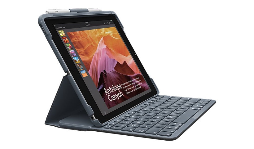 Logitech 9.7" keyboard case Slim Folio - iPad (5th/6th gen) - keyboard and folio case - black - for Apple 9.7-inch iPad