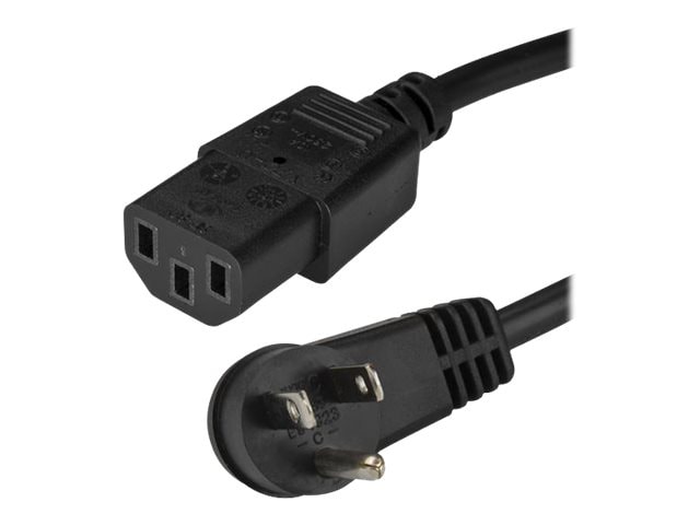 StarTech.com 10ft (3m) Computer Power Cord, Right Angle NEMA 5-15P to C13, 10A 125V, 18AWG, Replacement AC Power Cord,