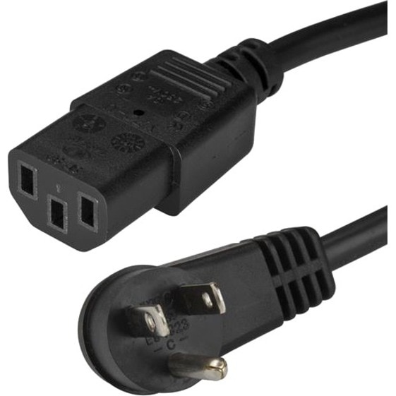 StarTech.com 10ft (3m) Computer Power Cord, Right Angle NEMA 5-15P to C13, 10A 125V, 18AWG, Replacement AC Power Cord