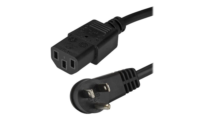 StarTech.com 3 ft. Power Cord - Right-Angle NEMA 5-15P to C13 - power cable - IEC 60320 C13 to NEMA 5-15P - 3 ft