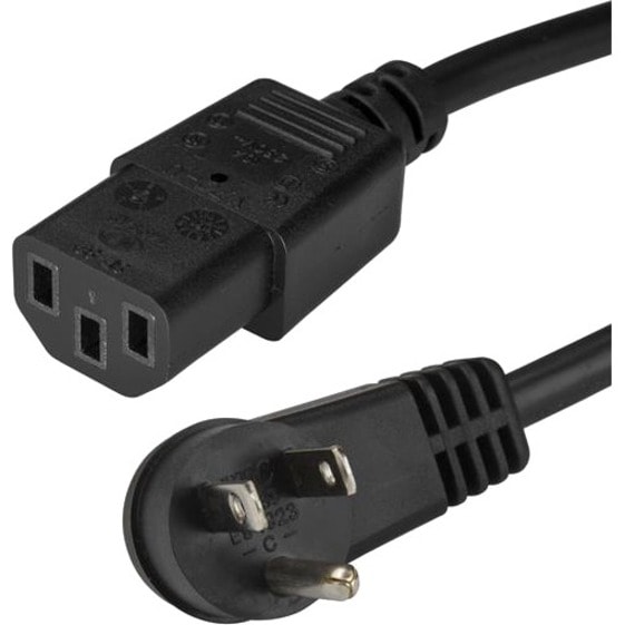 StarTech.com 6ft (2m) PC Power Cord, Right Angle NEMA 5-15P to C13, 18AWG