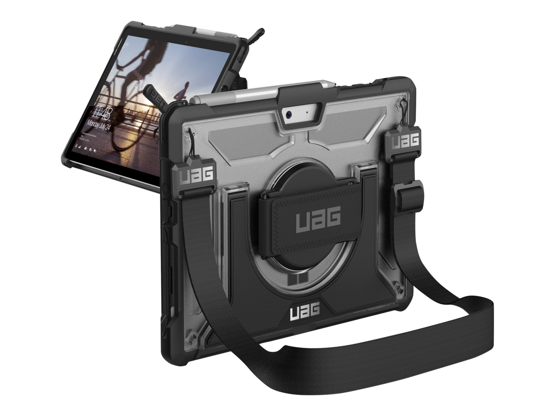 UAG Rugged Case for Microsoft Surface Go 4/3/2/1 - 10.5 inch - Plasma Series with Kickstand & Hand strap - Clear
