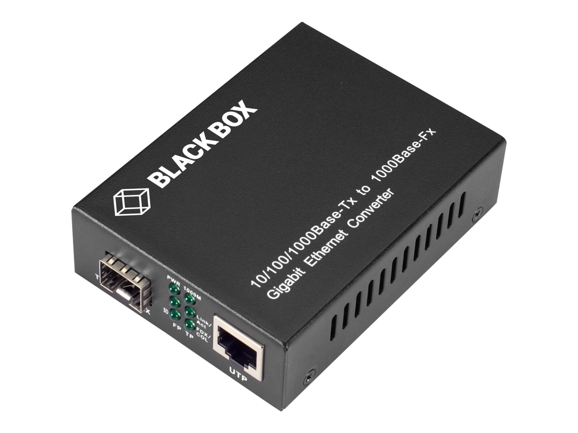 Black Box Gb ETH MED CONV 10/100/1000-Mbps COP to 1000-Mbps Fiber SFP
