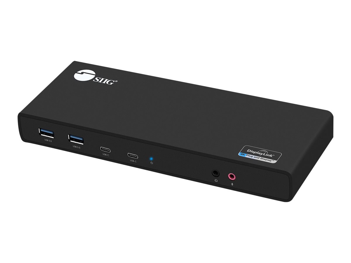 SIIG USB 3.1 Type-C Dual 4K Docking Station with Power Delivery - docking station - USB-C 3.1 - 2 x HDMI, 2 x DP - 1GbE
