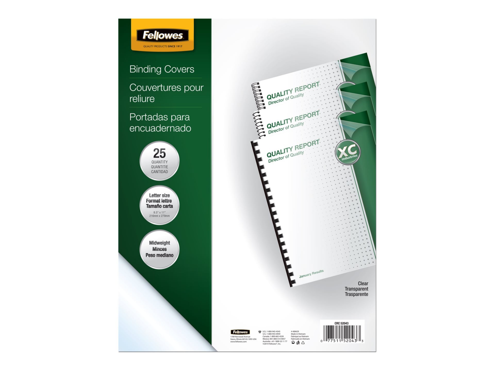 Fellowes - 200-pack - clear - PVC binding cover