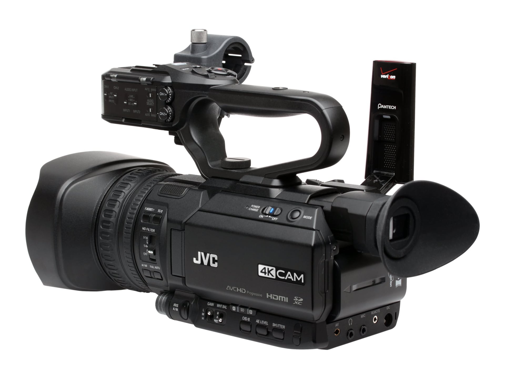 JVC 4K UHD Compact Handheld Streaming Camcorder Integrated 12x Lens - GY-HM250U Video Cameras -