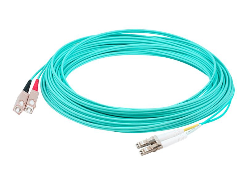 AddOn 2m SC to LC Aqua OM4 Duplex OFNR (Riser-Rated) Fiber Patch Cable