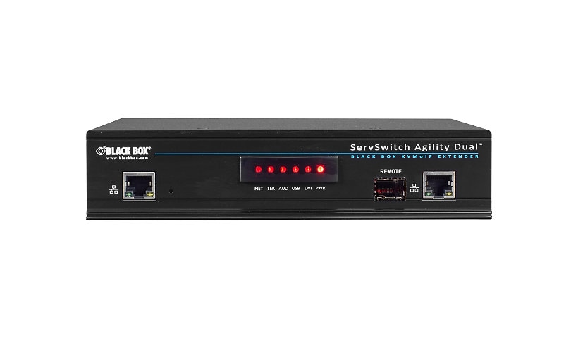 Black Box ServSwitch Agility Dual DVI, USB, and Audio KVM Extender over IP,