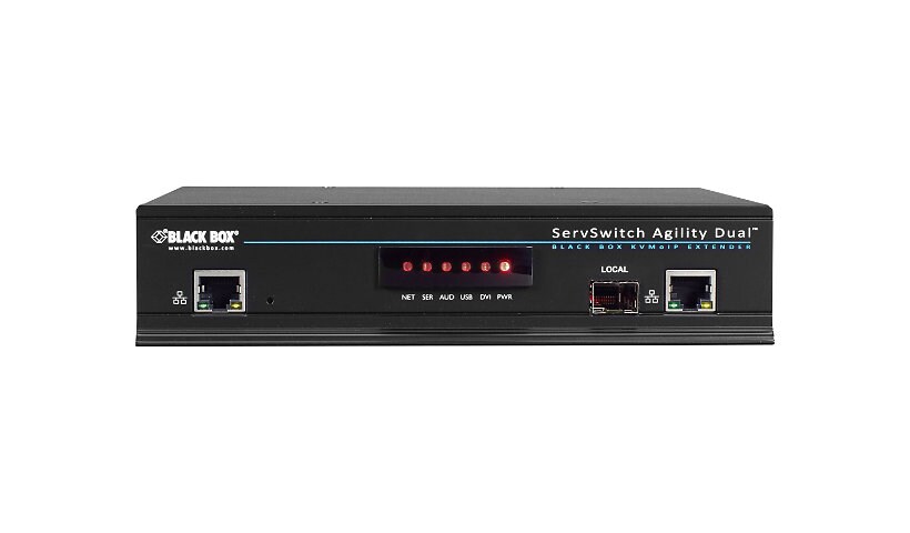 Black Box ServSwitch Agility Dual DVI, USB, and Audio KVM Extender over IP,