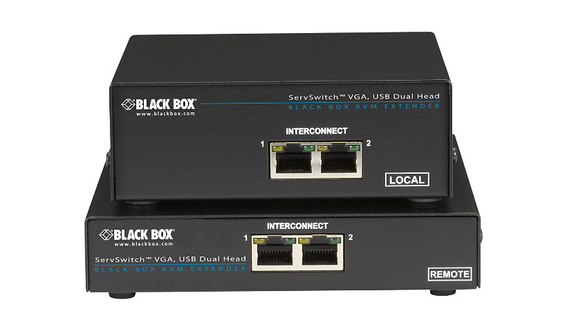 Black Box ServSwitch Brand CATx USB KVM Extender, Dual-Head VGA - KVM / aud