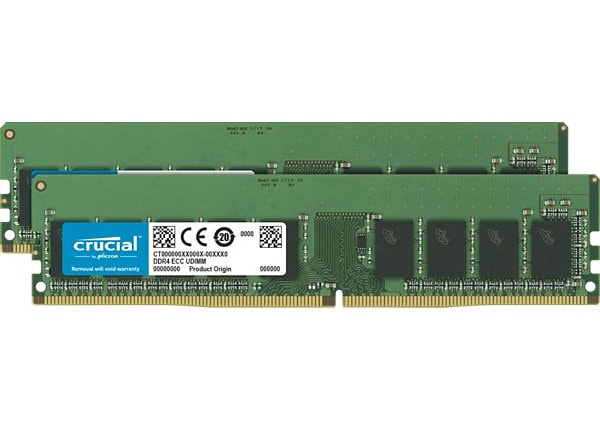 Crucial - DDR4 - 32 GB: 2 x 16 GB - DIMM 288-pin - unbuffered
