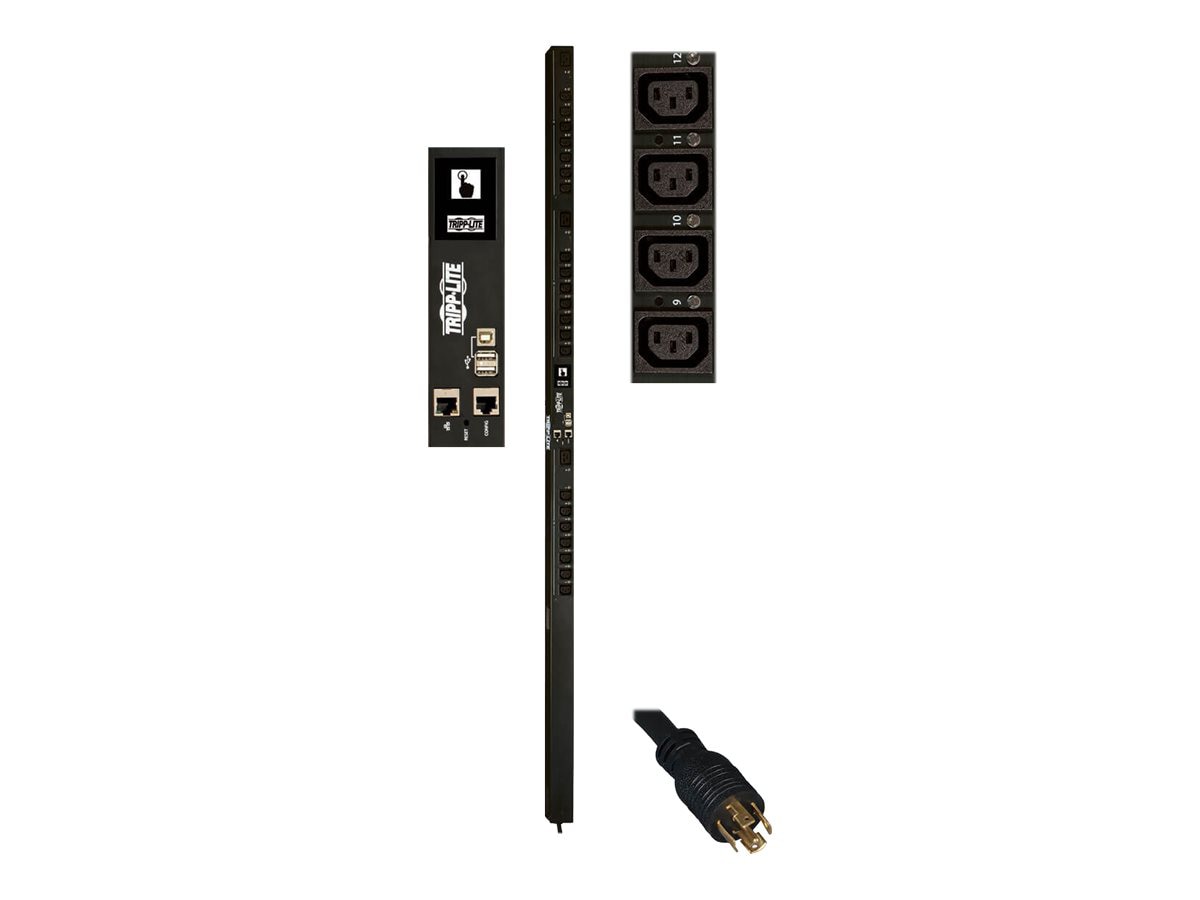 Tripp Lite 6.7kW 3-Phase Switched PDU - LX Platform, 24 C13 &amp; 6 C19 Outlets, L15-20P, 0U, Outlet Monitoring, TAA -