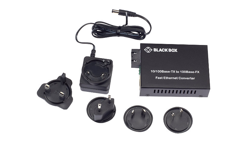 Black Box Pure Networking Copper to Fiber Media Converter 10/100BASE-TX to 100BASE-FX, Multimode SC, 1310-nm, 2-km -