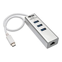 Tripp Lite Portable USB C Gigabit Adapter w/ 3-Port USB Hub
