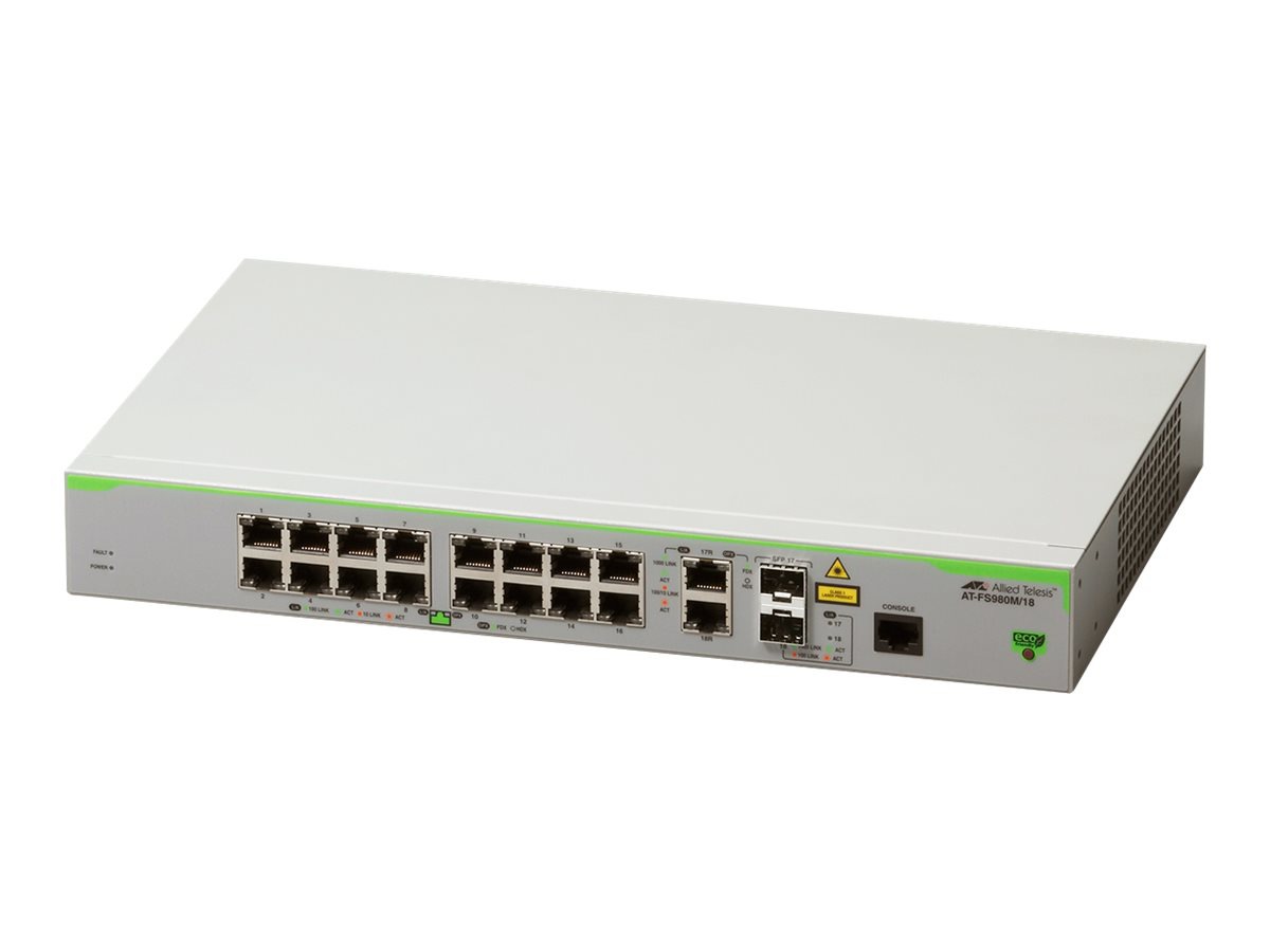 Allied Telesis CentreCOM FS980M/18 - switch - 18 ports - managed - rack-mountable