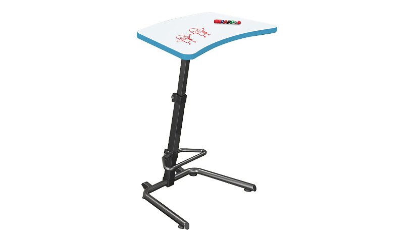 Balt Up-Rite Adjustable Sit/Stand Student Desk with Whiteboard Top - Blue