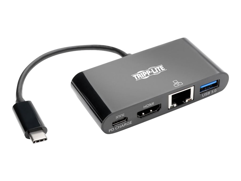 Tripp Lite USB C to HDMI Multiport Video Adapter Converter w/ USB-A Hub, USB-C PD Charging, Gigabit Ethernet Port, USB