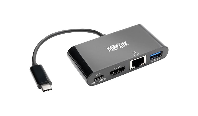 Tripp Lite USB C to HDMI Multiport Video Adapter Converter w/ USB-A Hub, USB-C PD Charging, Gigabit Ethernet Port, USB