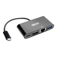 Tripp Lite USB C to HDMI Multiport Video Adapter Converter w/ USB-A Hub, USB-C PD Charging, Gigabit Ethernet Port, USB