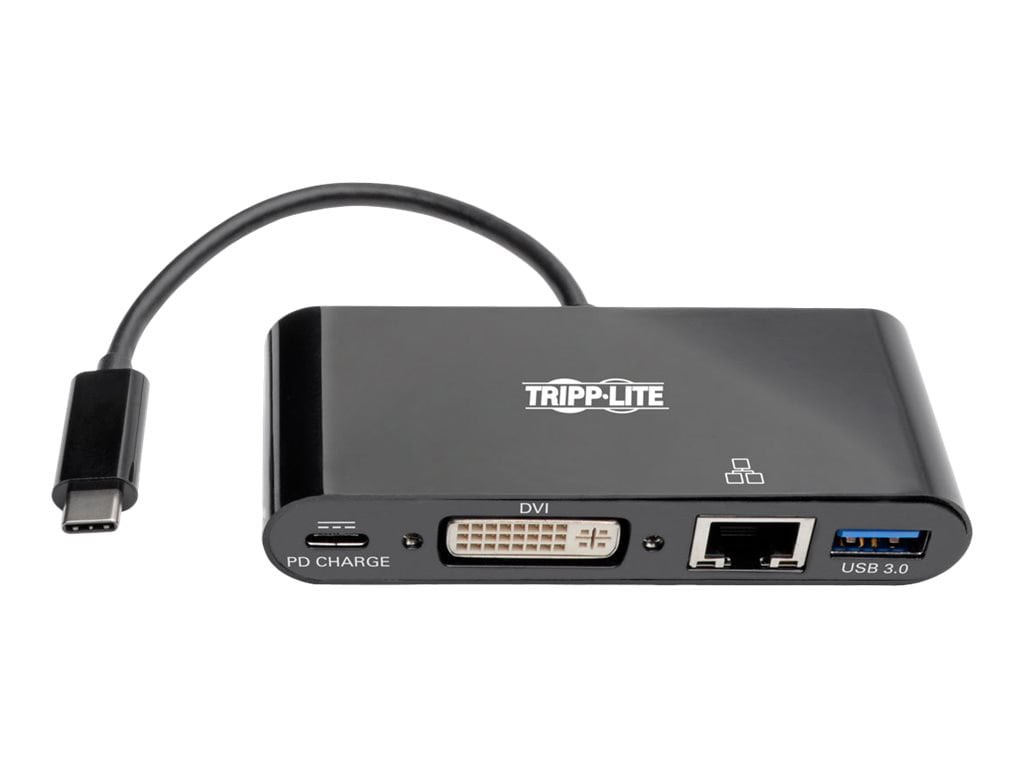 Tripp Lite USB C to DVI Multiport Video Adapter Converter w/ USB-A Hub, USB