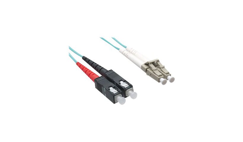 Axiom LC-SC Multimode Duplex OM4 50/125 Fiber Optic Cable - 0.5m - Aqua - network cable - 0.5 m - aqua