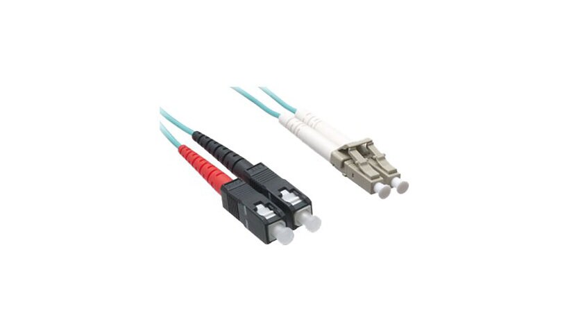 Axiom LC-SC Multimode Duplex OM4 50/125 Fiber Optic Cable - 1m - Aqua - network cable - 1 m