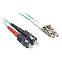 Axiom LC-SC Multimode Duplex OM4 50/125 Fiber Optic Cable - 1m - Aqua - network cable - 1 m