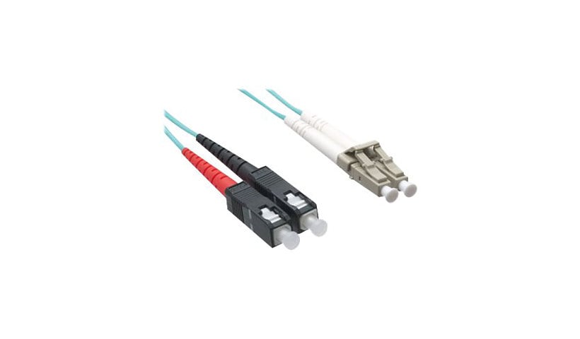 Axiom LC-SC Multimode Duplex OM4 50/125 Fiber Optic Cable - 100m - Aqua - patch cable - 100 m - aqua