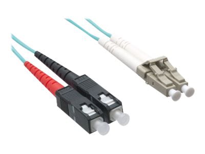 Axiom LC-SC Multimode Duplex OM4 50/125 Fiber Optic Cable - 2m - Aqua - pat