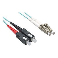 Axiom LC-SC Multimode Duplex OM4 50/125 Fiber Optic Cable - 2m - Aqua - pat
