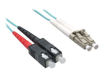 Axiom LC-SC Multimode Duplex OM3 50/125 Fiber Optic Cable - 50m - Aqua - network cable - 50 m - aqua