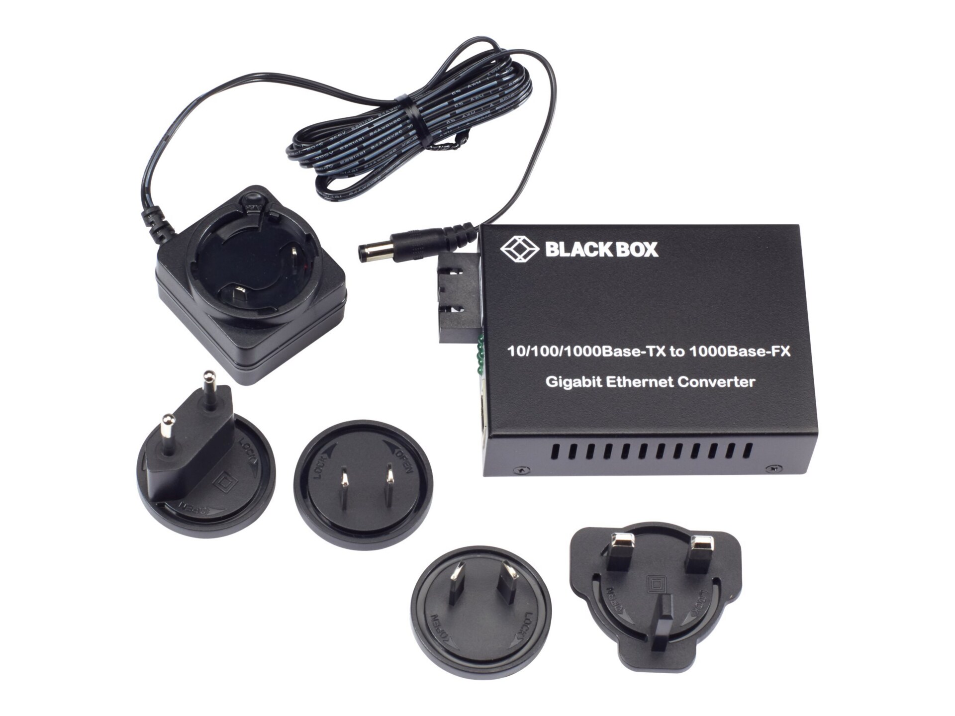 Black Box Pure Networking Copper to Fiber Media Converter Multimode SC 1000-Mbps 850-nm 500-m to RJ45 10/100/1000-Mbps -