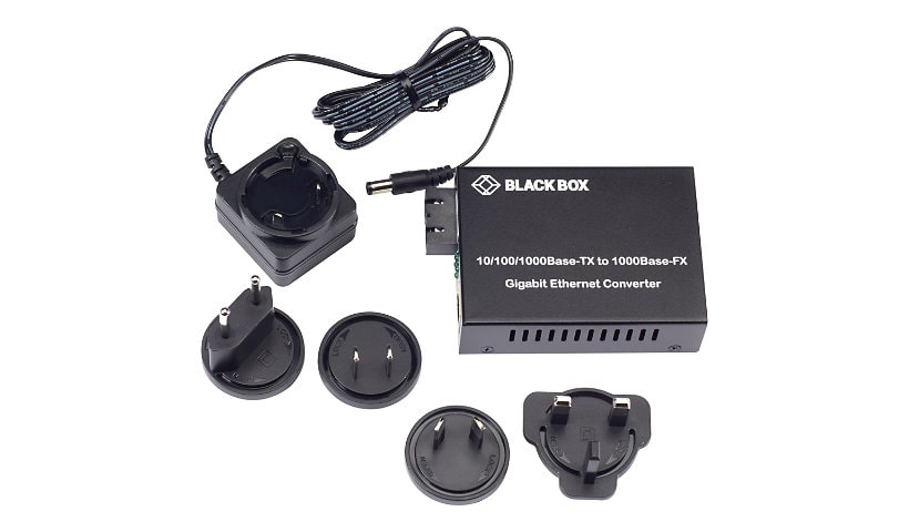 Black Box Pure Networking Copper to Fiber Media Converter Multimode SC 1000-Mbps 850-nm 500-m to RJ45 10/100/1000-Mbps -
