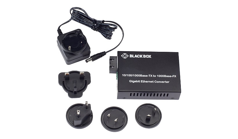 Black Box Pure Networking Copper to Fiber Media Converter 10/100/1000BASE-TX to 1000BASE-LX Singlemode SC, 20-km - fiber
