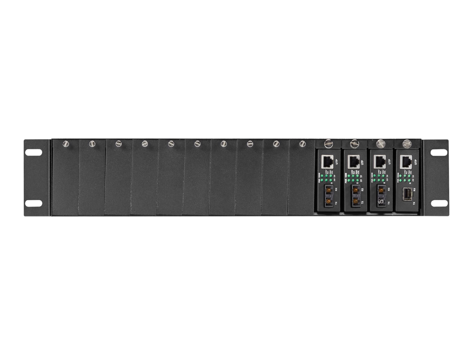 Black Box 2U 14 - Slot Fiber Media Converter Chassis, Single or Dual Power