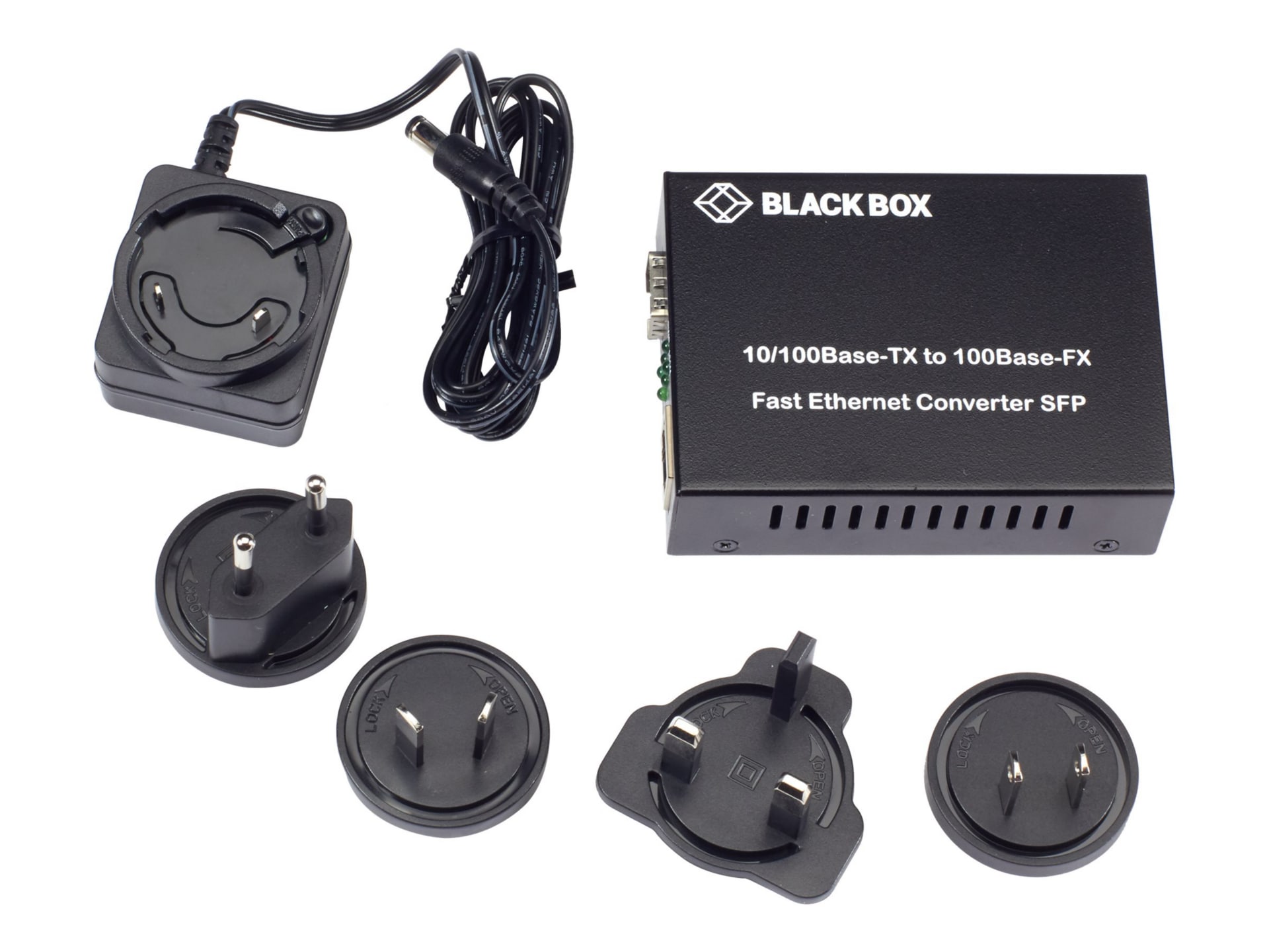 Black Box Fiber Media Converter, 10/100Base-TX to 100BaseFX, SFP MMF or SMF