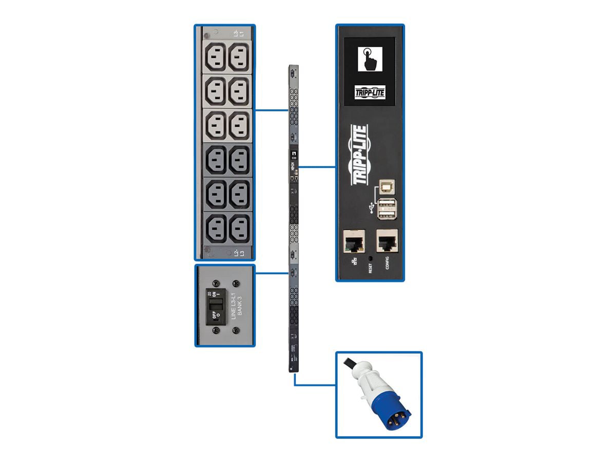 Tripp Lite 18.7kW 3-Phase Monitored PDU w/LX Platform, 208/240V Output (36