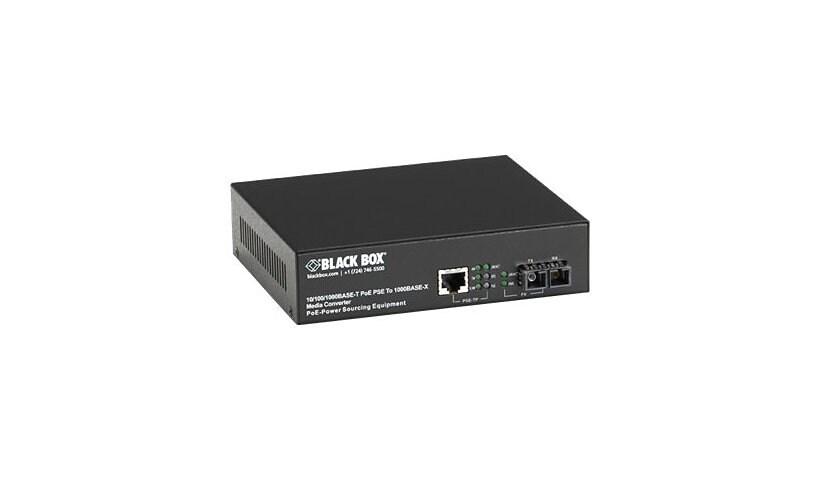 Black Box PoE PSE Gigabit Media Converter - fiber media converter - 10Mb LA