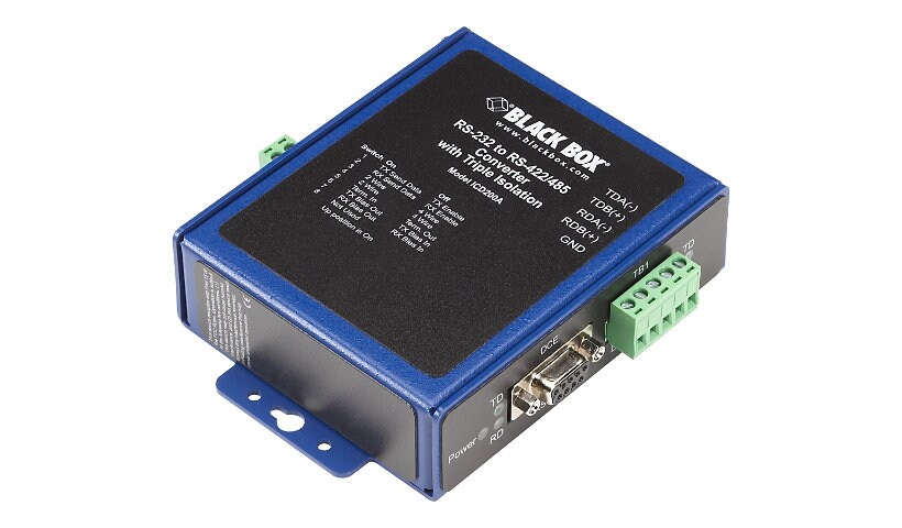 Black Box Industrial Opto-Isolated RS-232 to RS-422/485 - repeater - ASCII,