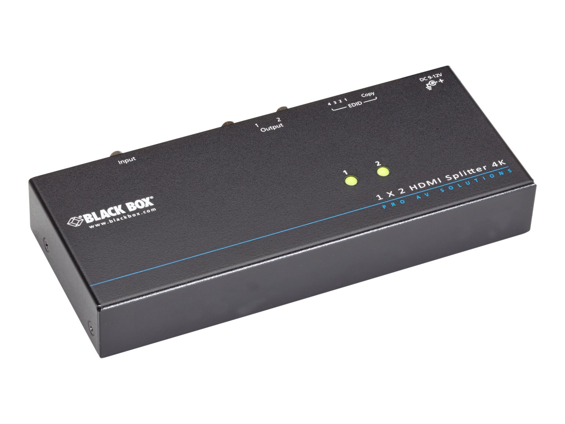 Black Box 4K HDMI Splitter 1 x 2 - video/audio splitter - 2 ports - rack-mountable - TAA Compliant