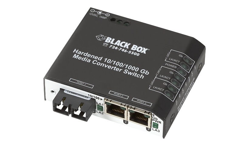 Black Box Hardened Media Converter Switch 24-VDC - fiber media converter -