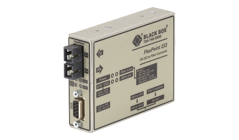 Black Box FlexPoint RS-232 to Fiber Converter - Serial Port Extender - RS-2