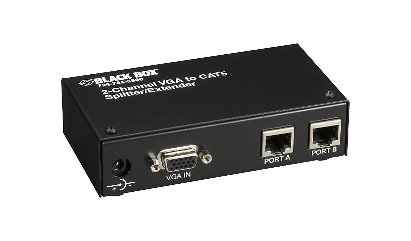Black Box Mini CAT5 Splitter/Extender Transmitter, VGA 2-Channel - monitor