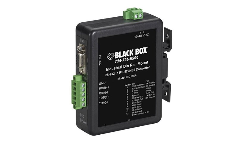 Black Box Industrial DIN Rail Converter - serial adapter