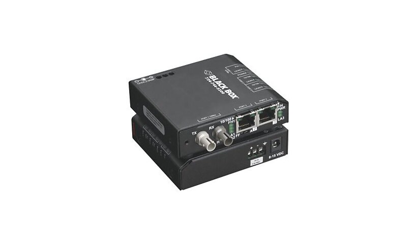 Black Box Hardened Media Converter Switch 100-240-VAC - fiber media convert