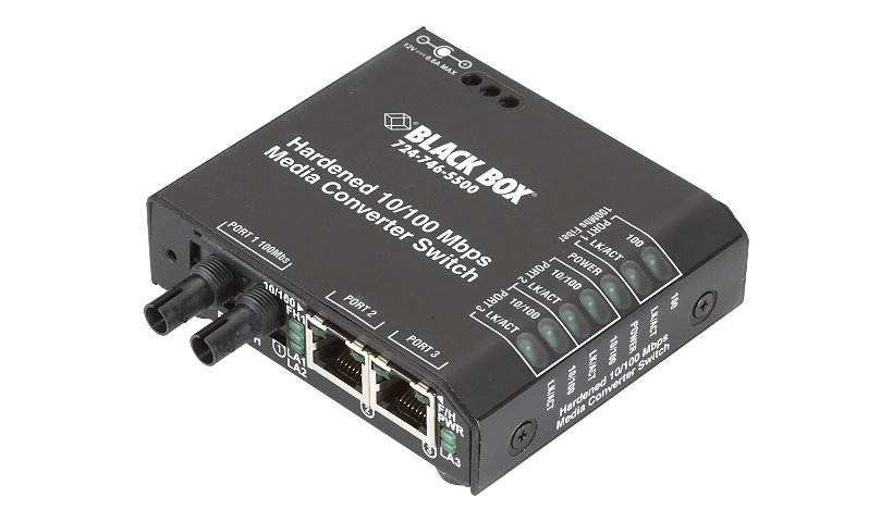 Black Box Hardened Media Converter Switch 12-VDC - fiber media converter -