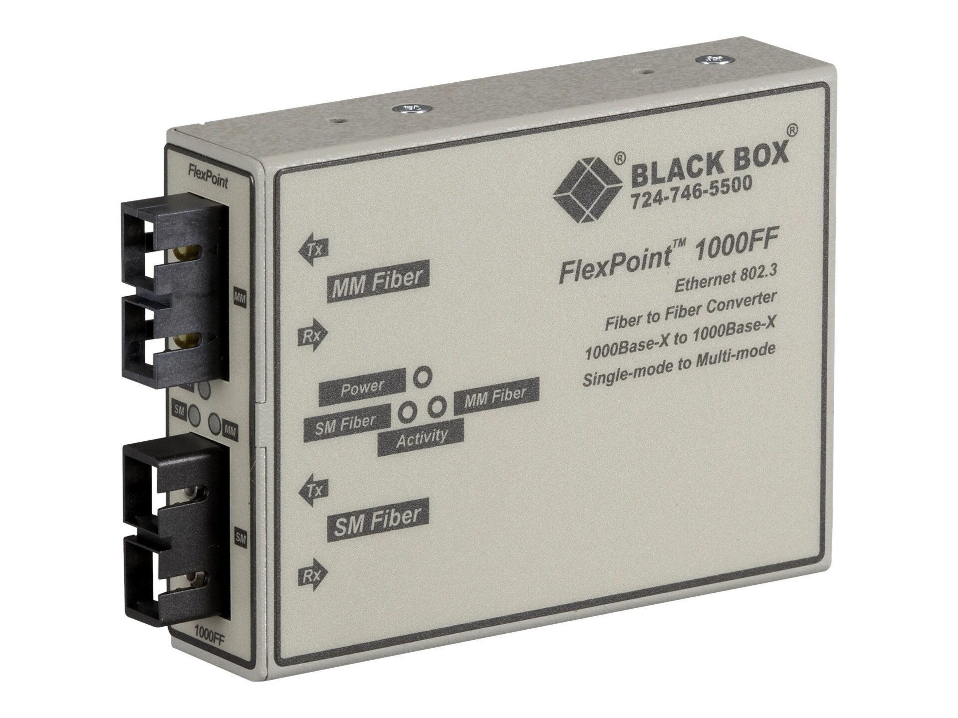 Black Box FlexPoint - convertisseur de support - GigE - Conformité TAA